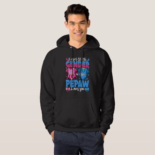 Houder van gender pepaw houdt van roze of blauwe B Hoodie (Voorkant volledig)