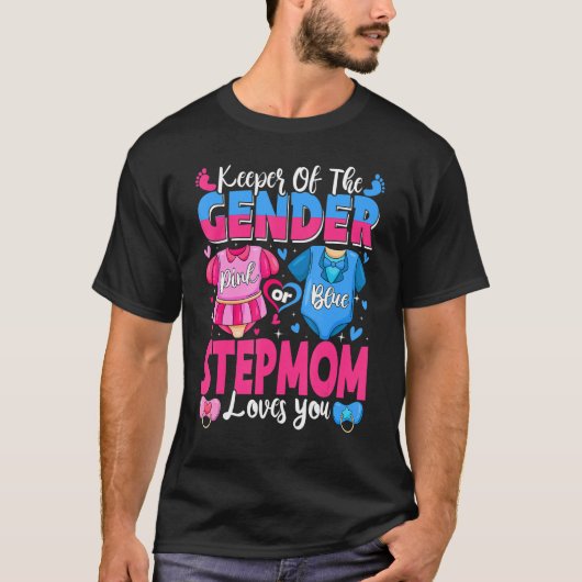 Houder van gender Stepmam houdt van je roze of bla T-shirt (Voorkant)