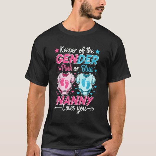 Houder van het geslacht onthult roze of blauwe nan t-shirt (Voorkant)