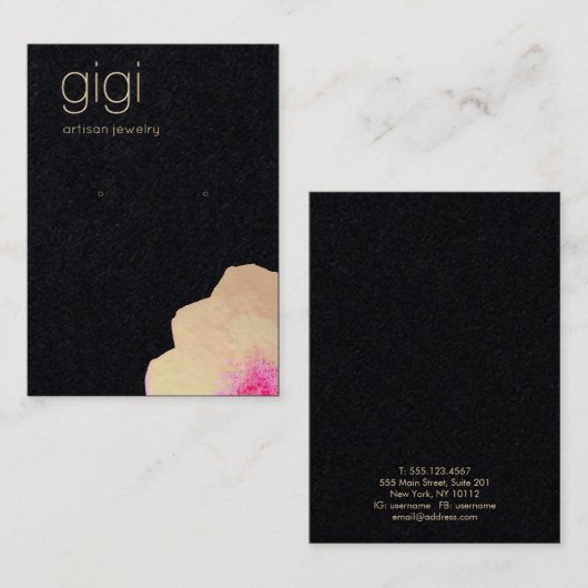 Houder van het Gold Waterverf Floral Earring Displ Visitekaartje (Voorkant / Achterkant)