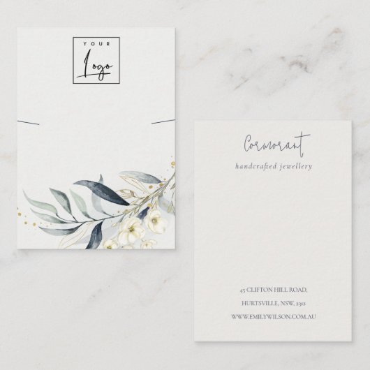 Houder van het Ketting voor zacht blauw goudblauw  Visitekaartje (Voorkant / Achterkant)