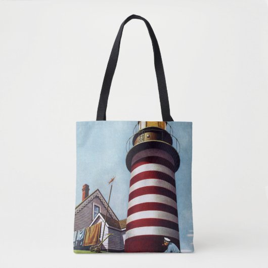 Houder vuurtoren van Stevan Dohanos Tote Bag (Voorkant)