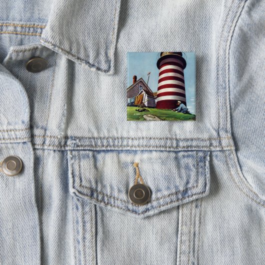 Houder vuurtoren van Stevan Dohanos Vierkante Button 5,1 Cm (In situ)