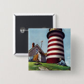 Houder vuurtoren van Stevan Dohanos Vierkante Button 5,1 Cm (Voorkant /achterkant)