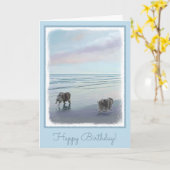 Houders in de Seashore Painting Dog Art Kaart (Gele Bloem)