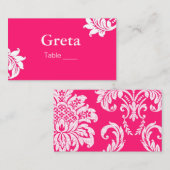 Houders van de Hot Pink Damastafel-kaartenkaartjes Plaatskaartje (Voorkant / Achterkant)