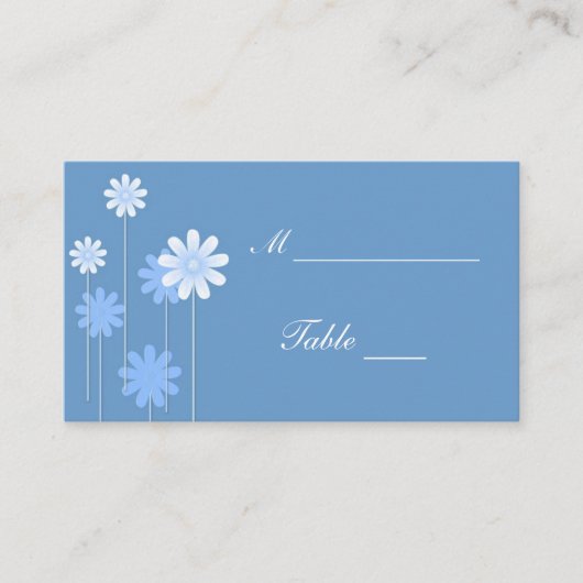 Houders van een blauwe Daisy Wedding Place Card Plaatskaartje (Voorkant)