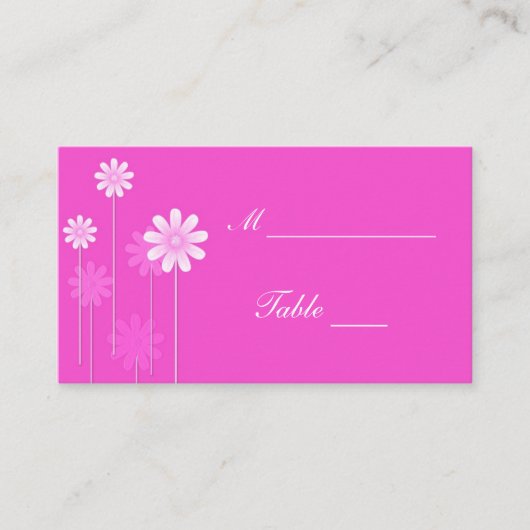 Houders van een roze Daisy Wedding Place Card Plaatskaartje (Voorkant)