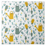 Houders voor tuinonderhoud: water, blik, handschoe tegeltje<br><div class="desc">Kijk eens naar het patroon van deze schattige tuinman op deze keramische tegel. Gebruik het in je keuken of in je tuin of balkon.</div>