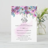 *~* Houding handen roze bloemen witte bruiloft Kaart (Staand voorkant)