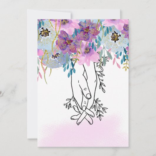 *~* Houding handen roze bloemen witte bruiloft Kaart (Achterkant)