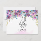 *~* Houding handen roze bloemen witte bruiloft RSVP Kaartje (Achterkant)