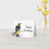 Houding Oriole White Background Birthday Kaart (Gele Bloem)