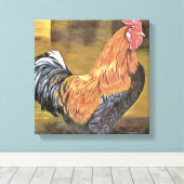 Houding van Farmyard Rooster Art Canvas Afdruk (Insitu (Houten vloer))