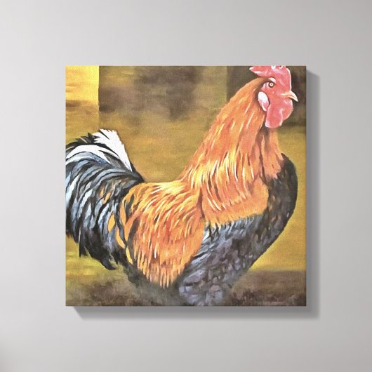 Houding van Farmyard Rooster Art Canvas Afdruk (Voorkant)