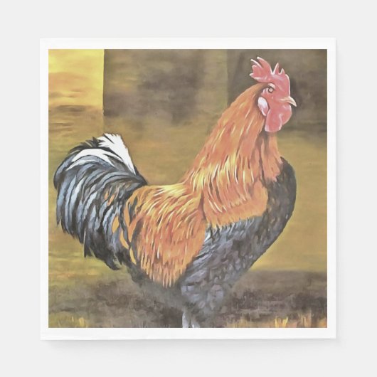 Houding van Farmyard Rooster Art Servet (Voorkant)