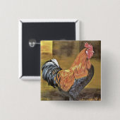 Houding van Farmyard Rooster Art Vierkante Button 5,1 Cm (Voorkant /achterkant)