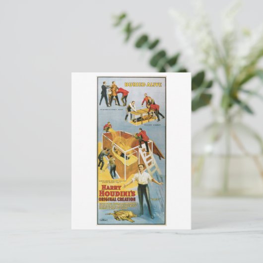 Houdini ~ Buried Alive  Escape Artist Briefkaart (Staand voorkant)
