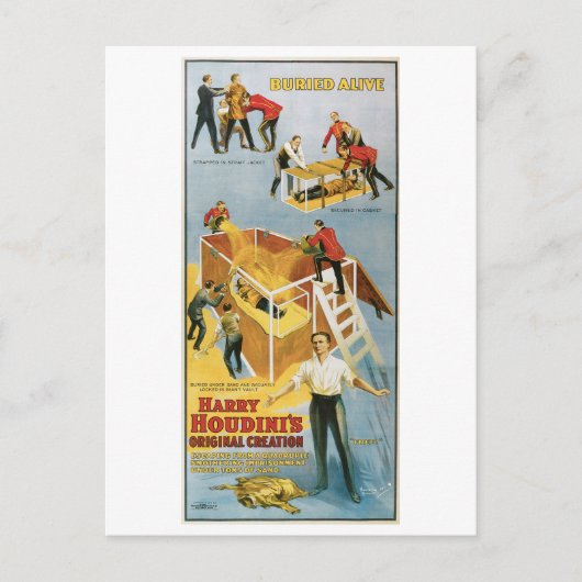 Houdini ~ Buried Alive  Escape Artist Briefkaart (Voorkant)