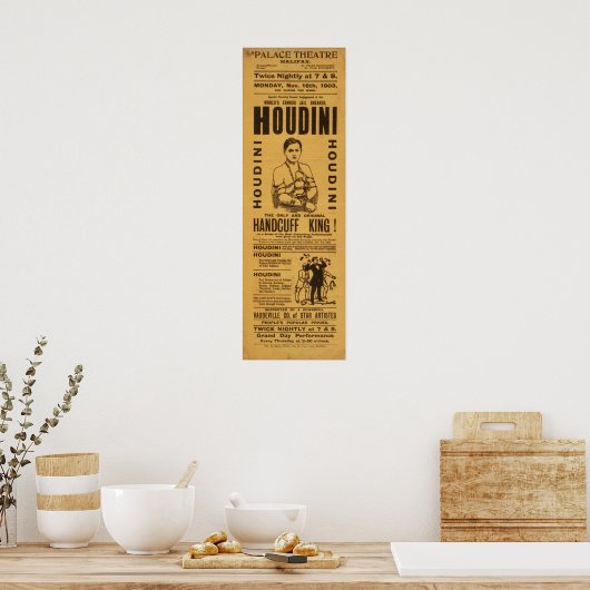 HOUDINI Escape Artist VAUDEVILLE Poster (Keuken)