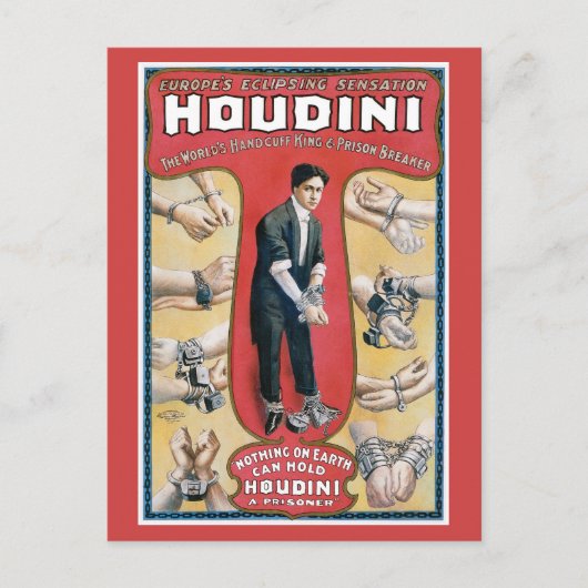 Houdini ~ Handcuff Escape Artist Briefkaart (Voorkant)