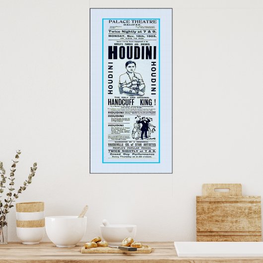 Houdini ~ Handcuff King ~  Magicisch Poster (Keuken)