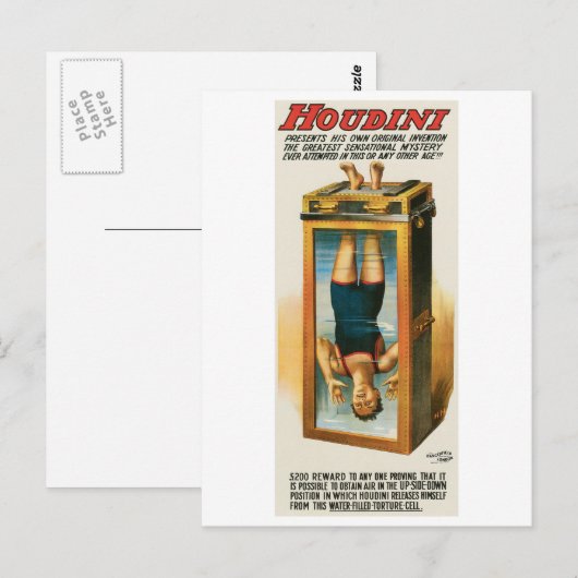 Houdini ~ Illusionist  Magic/Escape Art Briefkaart (Voorkant / Achterkant)