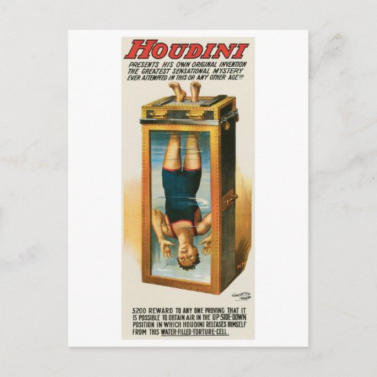 Houdini ~ Illusionist  Magic/Escape Art Briefkaart (Voorkant)