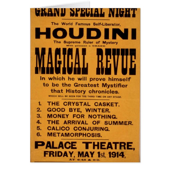 Houdini, 'Magical Revue' Retro theater (Voorkant)