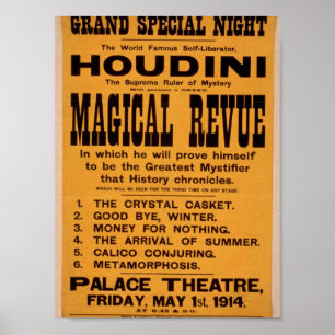 Houdini, 'Magical Revue' Retro theater Poster