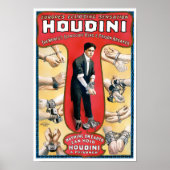 Houdini Magicia 1909 Vintage Poster teruggezet (Voorkant)