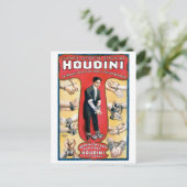 Houdini Magicia 1909 Vintage Poster teruggezet Briefkaart (Staand voorkant)