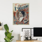 Houdini ~  magiër koning van Kaarten Poster (Thuiskantoor)