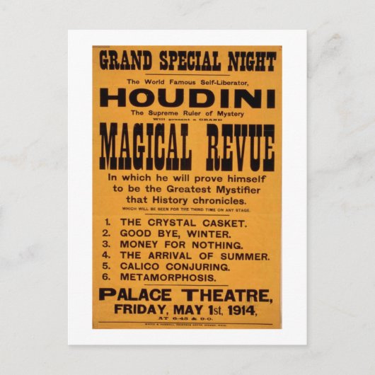 Houdini poster briefkaart (Voorkant)