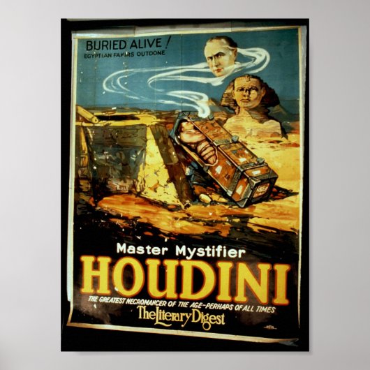 Houdini, 'the Literary Digest' theater Poster (Voorkant)