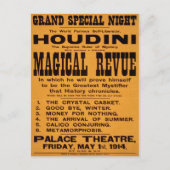 Houdini's Magical Revue, 1914 Briefkaart (Voorkant)