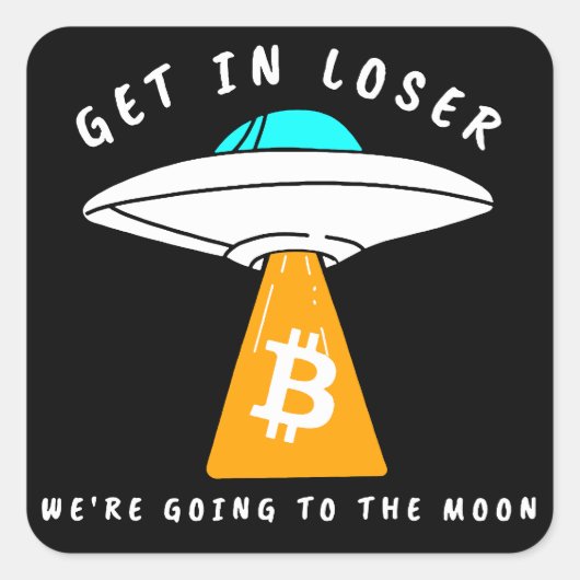 Houdl - Maan - UFO - BITCOIN - Crypto Vierkante Sticker (Voorkant)