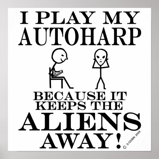 Houdt Aliens Away Autoharp in stand Poster (Voorkant)