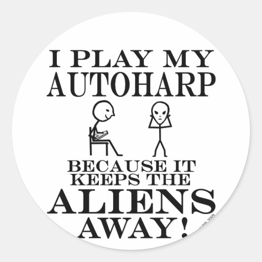 Houdt Aliens Away Autoharp in stand Ronde Sticker (Voorkant)
