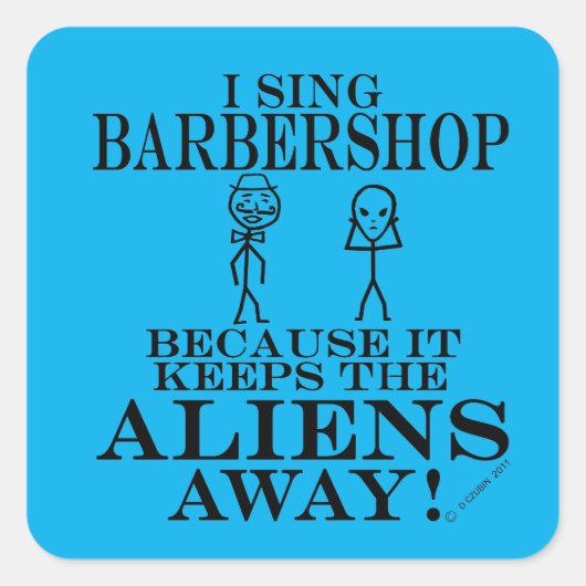 Houdt Aliens Away Barbershop Square Sticker (Voorkant)