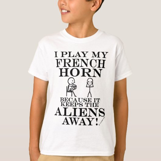 Houdt Aliens Away French Horn T-shirt (Voorkant)