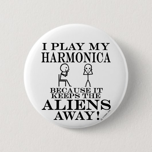Houdt Aliens Away Harmonica Ronde Button 5,7 Cm (Voorkant)