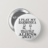 Houdt Aliens Away Harmonica Ronde Button 5,7 Cm (Voorkant /achterkant)