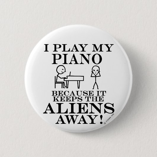 Houdt Aliens Away Piano tegen Ronde Button 5,7 Cm (Voorkant)