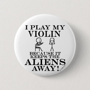 Houdt Aliens tegen Violin Ronde Button 5,7 Cm