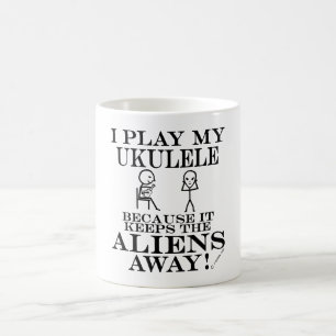 Houdt Aliens weg op Ukulele Koffiemok