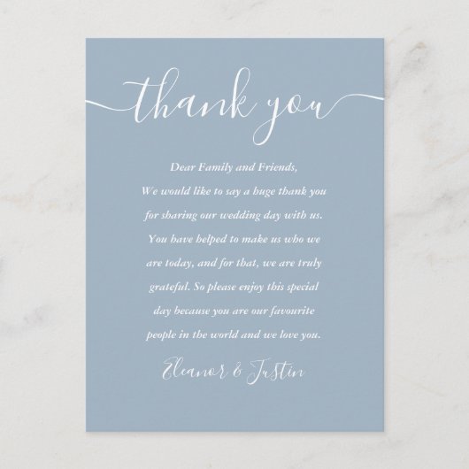 Houdt Dank Je Stof Blauw Trouwplekkaart Briefkaart (Voorkant)