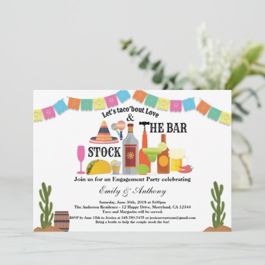 Houdt de bar-verlovingspartij Taco Fiesta bij Kaart (Staand voorkant)