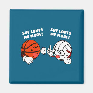 Houdt meer van basketbal volleybal speler t-shirt magneet