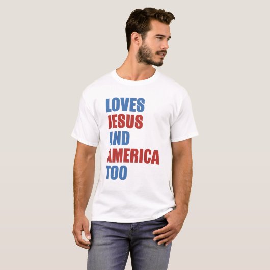 Houdt ook van Jezus en Amerika T-shirt (Voorkant volledig)